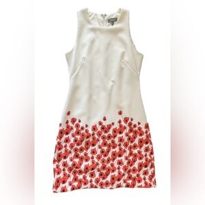$150 Neiman Marcus Women's White V-Neck Poppy Sleeveless Tank Sheath Dress SZ 6